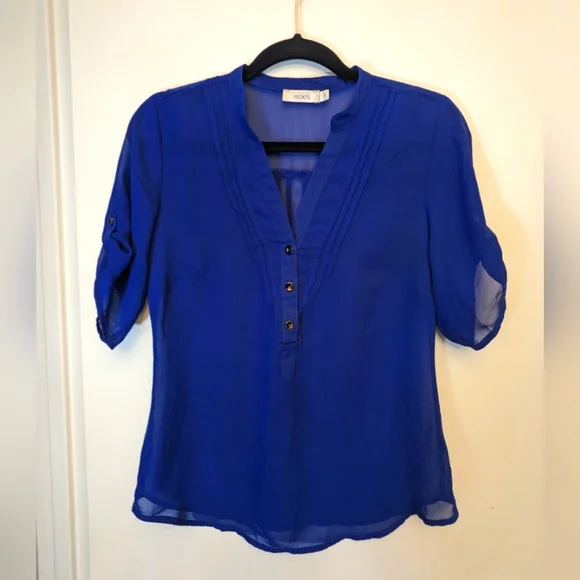 Roll-cuff Sheer Blouse - Picture 2 of 10